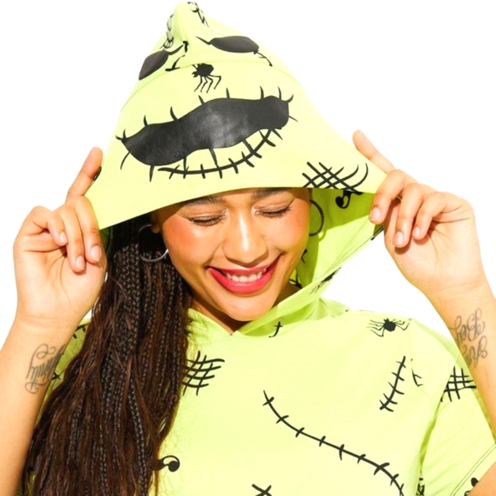 ❤️NWT TORRID NIGHTMARE BEFORE CHRISTMAS OOGIE BOOGIE HOODED DRESS - Picture 3 of 13